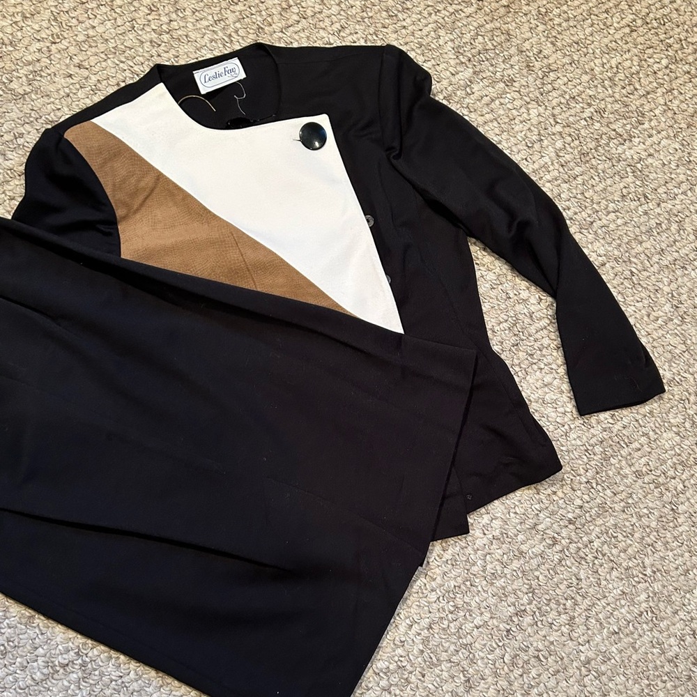 Black, White, and Brown Women's Two Piece Skirt Suit size 12
